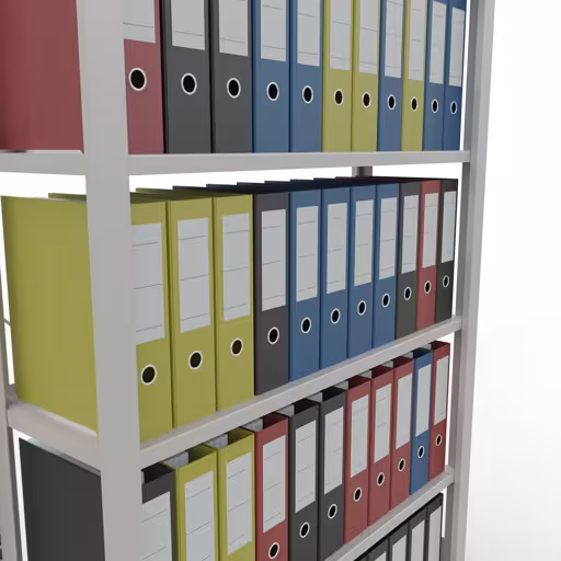 Productafbeelding nr. 13 van het artikel basisplank, kantoorplank, insteeksysteem MULTIplus85, 2000 x 1000 x 300 mm, 6 planken, kruisschoor, met aanslaglijst, lichtgrijs Figuur nr. 13 van het artikel, kantoorrekken, insteeksysteem MULTIplus85, 2000 x 1000 x 300 mm, 6 planken, met stoplijst, lichtgrijs uit de productgroep kantoorrekken van Schulte Lagertechnik.