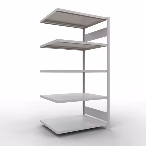 Figuur nr. 15 van het artikel aanbouwrekken, legbordstellingen, insteeksysteem MULTIplus250, 2000 x 1000 x 800 mm, 5 legborden, lengtestangen, RAL 7035 lichtgrijs uit de insteeksysteem productgroep van Schulte Lagertechnik.