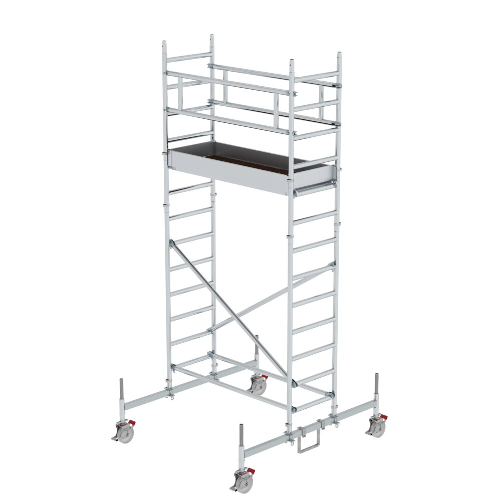 Munk rolsteiger 0,75 x 1,80 m met steunpoten, platformhoogte 3 m, van Günzburger Steigtechnik Munk rolsteiger 0,75 x 1,80 m met steunpoten uit de categorie rolsteigers met artikelnummer 154347