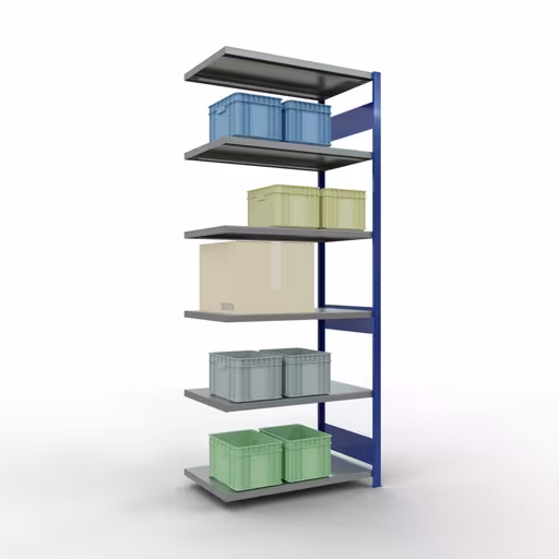 Productafbeelding nr. 15 van het artikel Aanbouwrekken, legbordstellingen, insteeksysteem MULTIplus250, 2500 x 1000 x 600 mm (HxBxD), 6 legborden, lengtestangen, RAL 5010 gentiaanblauw/verzinkt Afbeelding nr. 15 van het artikel aanbouwrekken, legbordstellingen, insteeksysteem MULTIplus250, 2500 x 1000 x 600 mm, 6 legborden, lengtestangen, RAL 5010 gentiaanblauw/verzinkt uit de productgroep insteeksysteem van Schulte Lagertechnik.