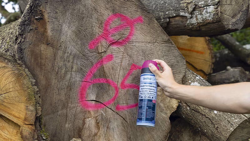 TecLine fluormarker schrijfspray 500 ml LEUCHTPINK Holz, Pflanze, Baum, Person, Zinn