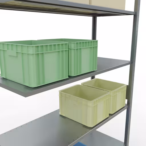 Extra afbeelding van het artikel Aanbouwplank, stellingkast MULTIplus150 insteeksysteem, 3000 x 1300 x 500 mm, 7 legborden, lengtestangen, verzinkt vanaf opzetplank