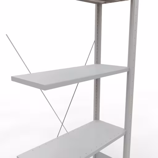 Aanbouwrekken, rekken, insteeksysteem MULTIplus150, 2000 x 750 x 300 mm, 5 planken, kruisschoor, RAL 7035 lichtgrijs van Schulte Lagertechnik uit de categorie insteeksystemen