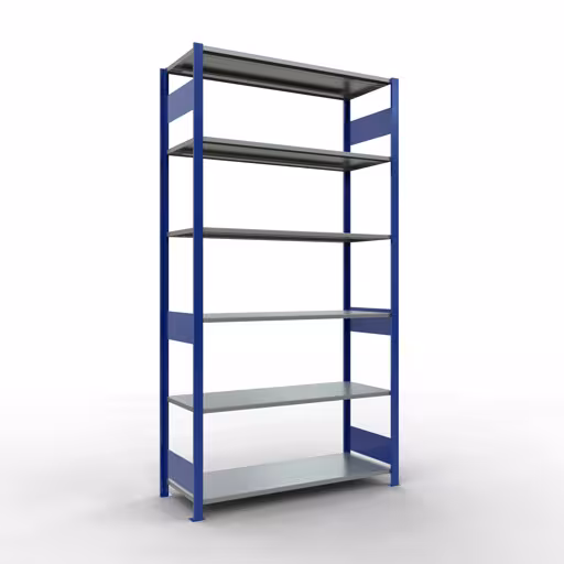 Extra afbeelding van het artikel Basisplank, legplank, insteeksysteem MULTIplus150, 2500 x 1300 x 500 mm, 6 legborden, RAL 5010 gentiaanblauw/verzinkt vanaf basisplank