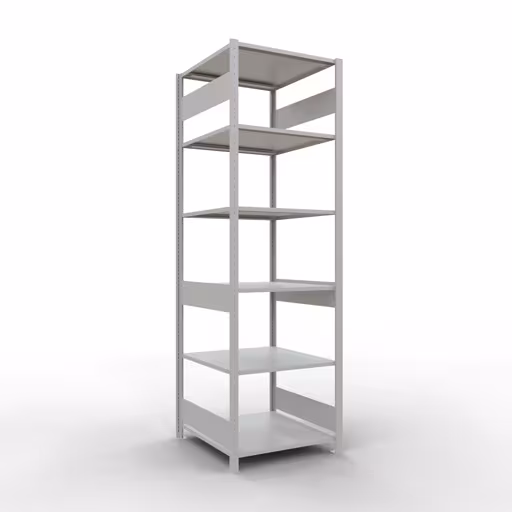 Basisplank, legbord, insteeksysteem MULTIplus150, 2500 x 750 x 800 mm, 6 legborden, lengtestangen, RAL 7035 lichtgrijs van Schulte Lagertechnik uit het assortiment insteeksysteem