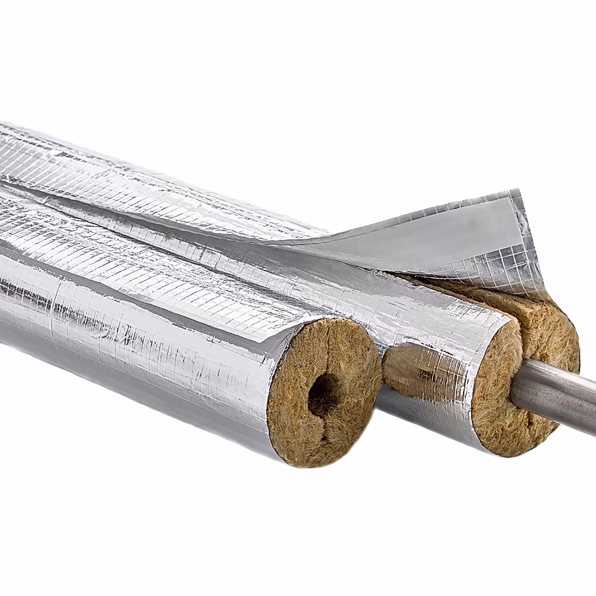 Steenwol pijpschaal aluminium gelamineerd 42x22 mm 50% EnEV van Armacell Steenwol buisisolatie aluminium gelamineerd 50% EnEV, minerale wolisolatie, art.nr. 050STA022042