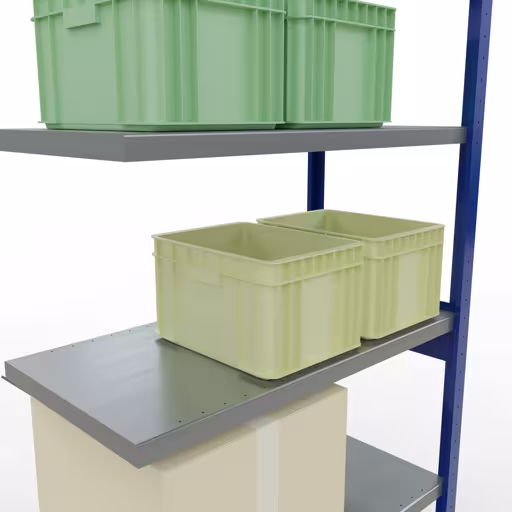 Afbeelding nr. 13 van het artikel aanbouwrekken, legbordstellingen, insteeksysteem MULTIplus330, 2500 x 1000 x 500 mm, 6 legborden, kruisschoor, RAL 5010 gentiaanblauw/verzinkt uit de productgroep insteeksysteem van Schulte Lagertechnik.