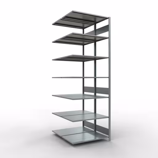 Aanbouwrekken, dubbele rekken, stellingsysteem MULTIplus150, 3000 x 1000 x (2x600) mm (HxBxD), 2x7 planken, lengtestangen, verzinkt van Schulte Lagertechnik Aanbouwrekken, dubbele rekken, stellingsysteem MULTIplus150, 3000 x 1000 x (2x600) mm (HxBxD), 2x7 planken, lengtestangen, verzinkt, dubbele planken, art.nr. 17867