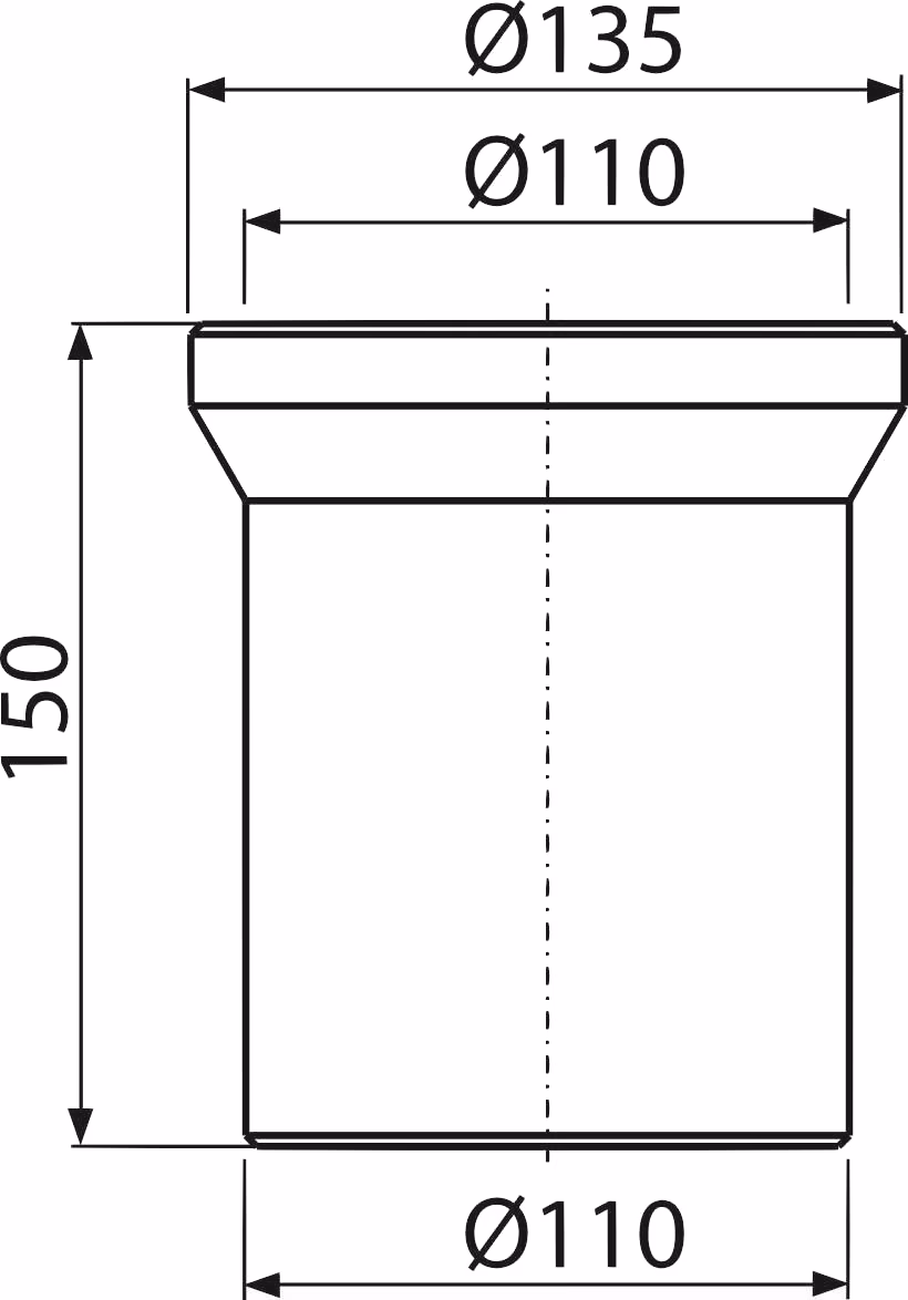 AlcaPlast A91-150 Universele WC-aansluitpijp DN100 (ø110mm)