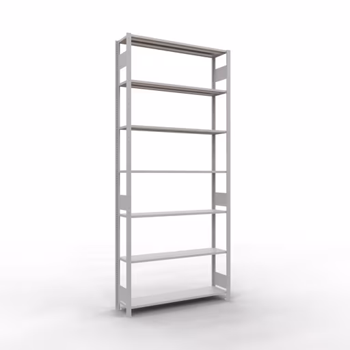 Extra afbeelding van het artikel Basisplank, legplank, insteeksysteem MULTIplus150, 3000 x 1300 x 300 mm, 7 legborden, lengtestangen, RAL 7035 lichtgrijs van basisplank