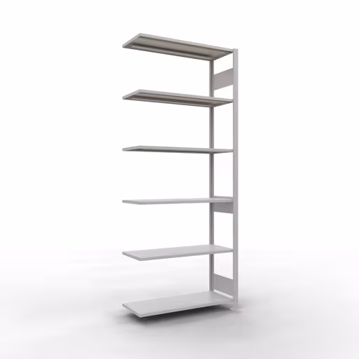 Aanbouwrekken, rekken, insteeksysteem MULTIplus85, 2500 x 1000 x 400 mm (HxBxD), 6 planken, lengtestangen, RAL 7035 lichtgrijs van Schulte Lagertechnik Aanbouwrekken, rekken, insteeksysteem MULTIplus85, 2500 x 1000 x 400 mm (HxBxD), 6 legborden, lengtebalk, RAL 7035 lichtgrijs, aanbouwplank, art.nr. 33046-LR