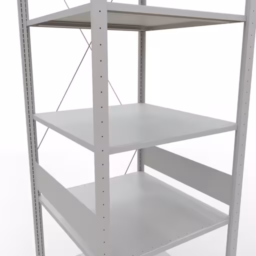 Extra afbeelding van het artikel Basisplank, legbord, insteeksysteem MULTIplus150, 3000 x 750 x 800 mm (HxBxD), 7 legborden, kruisschoor, RAL 7035 lichtgrijs Extra afbeelding van het artikel basisplank, legplank, insteeksysteem MULTIplus150, 3000 x 750 x 800 mm, 7 legborden, RAL 7035 lichtgrijs van basisplank