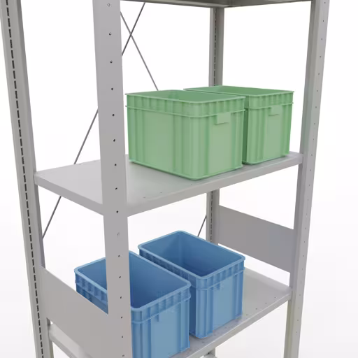 Andere weergave van het artikel Basisplank, legbord-insteeksysteem MULTIplus150, 3000 x 750 x 400 mm, 7 legborden, RAL 7035 lichtgrijs uit de categorie insteeksysteem