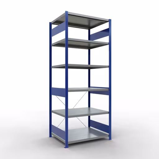 Figuur nr. 12 van het artikel basisrek, legbord, insteeksysteem MULTIplus330, 2500 x 1000 x 800 mm, 6 legborden, kruisschoor, RAL 5010 gentiaanblauw/verzinkt uit de insteeksysteem productgroep van Schulte Lagertechnik