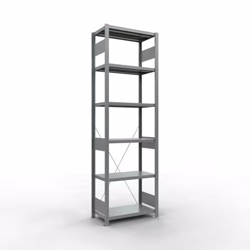 Basisplank, legbord, insteeksysteem MULTIplus250, 2500 x 750 x 400 mm, 6 legborden, kruisschoor, verzinkt van Schulte Lagertechnik uit het assortiment insteeksysteem