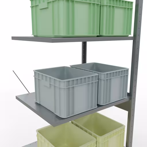 Productafbeelding nr. 14 van het artikel aanbouwrekken, legbord, insteeksysteem MULTIplus150, 2500 x 750 x 600 mm, 6 legborden, verzinkt uit het assortiment insteeksysteem van Schulte Lagertechnik