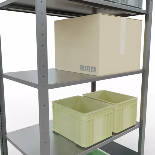 Productafbeelding nr. 15 van het artikel basisplank, legbord, insteeksysteem MULTIplus85, 2000 x 1000 x 600 mm (HxBxD), 5 legborden, lengtestangen, verzinkt Figuur nr. 15 van het artikel basisrek, legplank-insteeksysteem MULTIplus85, 2000 x 1000 x 600 mm, 5 legborden, verzinkt uit de productgroep insteeksysteem van het merk Schulte Lagertechnik.