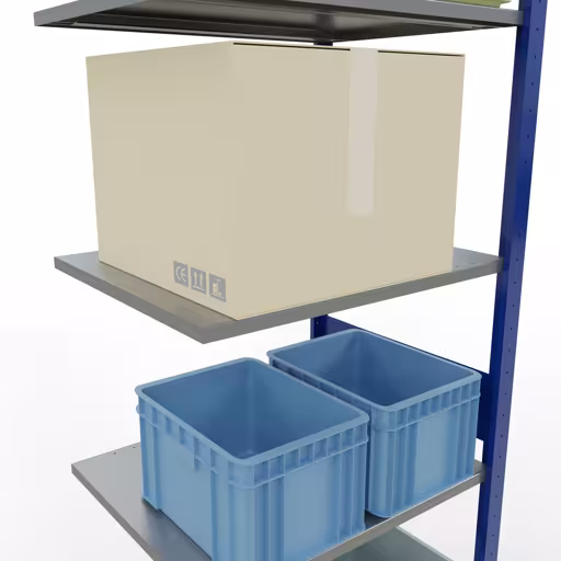 Productafbeelding nr. 12 van het artikel aanbouwplank, legbord, insteeksysteem MULTIplus150, 3000 x 750 x 600 mm, 7 legborden, RAL 5010 gentiaanblauw/verzinkt/verzinkt uit het insteeksysteem-assortiment van Schulte Lagertechnik