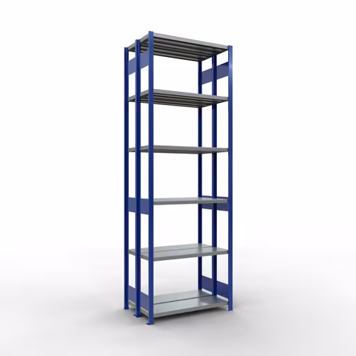 Basisplank, dubbele plank, stellingsysteem MULTIplus250, 3000 x 1000 x (2x300) mm (HxBxD), 2x7 planken, lengtestangen, RAL 5010 gentiaanblauw, dubbele planken, art.nr. 33232-B