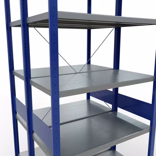 Afbeelding nr. 12 van het artikel basisplank, dubbele plank, legplank-insteeksysteem MULTIplus250, 3000 x 1000 x (2x500) mm, 2x7 legborden, kruisschoor, gentiaanblauw uit de productgroep stellingrekken van Schulte Lagertechnik
