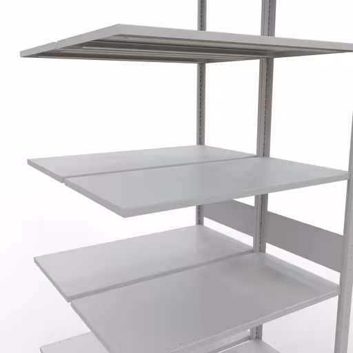 Aanbouwrekken, dubbele rekken, rekkensysteem MULTIplus150, 3000 x 1000 x (2x500) mm, 2x7 planken, RAL 7035 lichtgrijs van Schulte Lagertechnik met het artikelnr. 33157