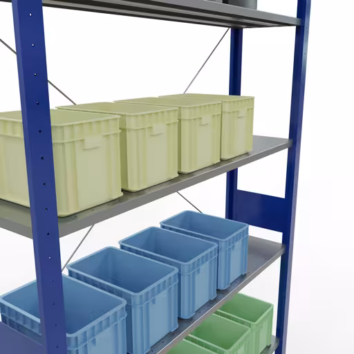 Basisplank, legplank, insteeksysteem MULTIplus150, 3000 x 1300 x 300 mm, 7 legborden, RAL 5010 gentiaanblauw/verzinkt van Schulte Lagertechnik uit de categorie insteeksystemen