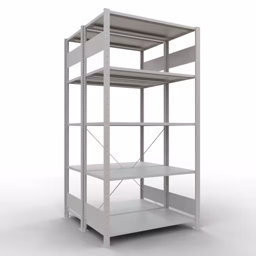 Figuur nr. 8 van het artikel basisplank, dubbele plank, stellingsysteem MULTIplus150, 2000 x 1000 x (2x500) mm, 2x5 planken, kruisschoor, RAL 7035 lichtgrijs uit de productgroep stellingrekken van Schulte Lagertechnik.