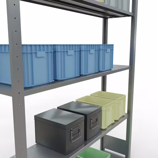 Basisplank, legplank, insteeksysteem MULTIplus150, 2000 x 1300 x 300 mm, 5 legborden, lengtestangen, verzinkt van Schulte Lagertechnik uit de categorie insteeksystemen