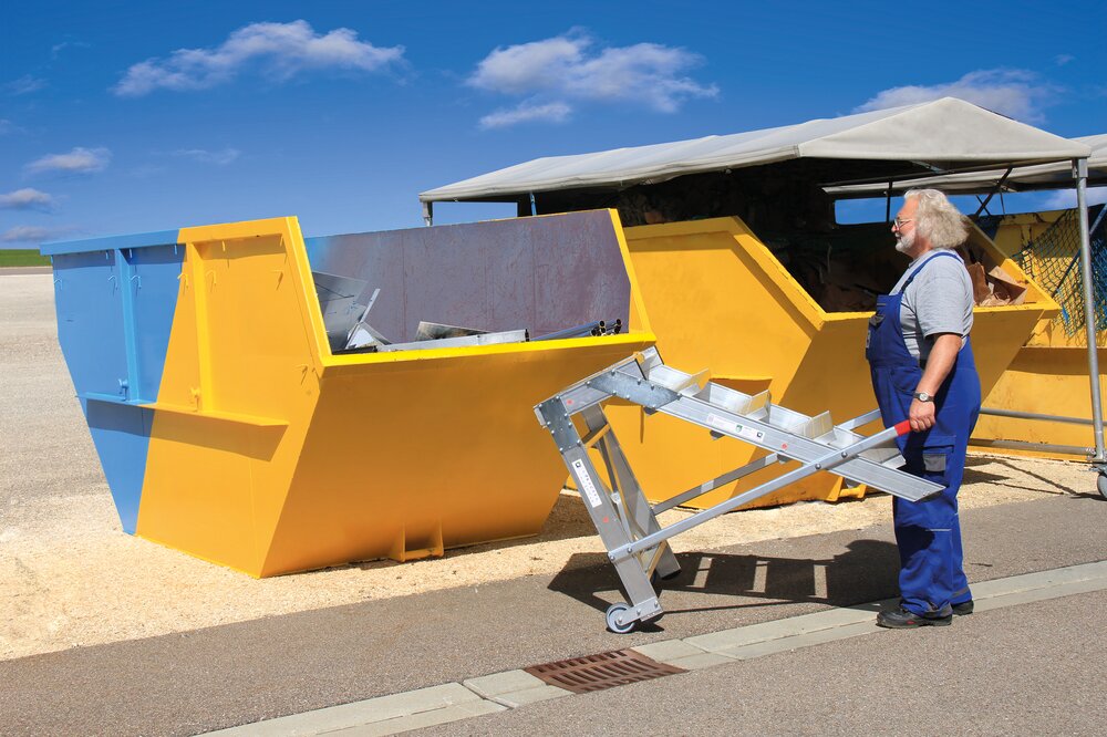 Milieubild 3815615 Munk verrijdbaar werkplatform, tredebreedte 600 mm, aluminium golfplaten 2 treden