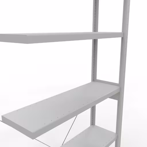 Extra afbeelding van het artikel Aanbouwplank, stellingkast MULTIplus250 insteeksysteem, 2500 x 1000 x 300 mm, 6 legborden, kruisschoor, RAL 7035 lichtgrijs van aanbouwplank