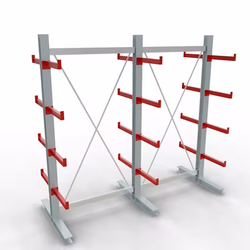 K 3000 compleet legbord, dubbelzijdig, 2500 x 2600 x 500 mm, RAL 7001 / RAL 3000, 5 opslagniveaus, K3000 voor middelzware goederen, art.nr. 27719
