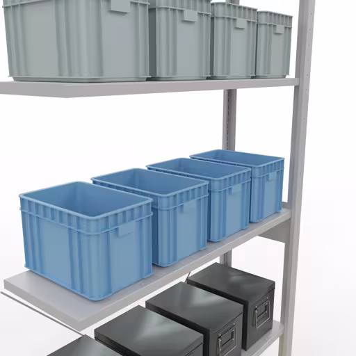Figuur nr. 13 van het artikel aanbouwrekken, legbordstellingen, insteeksysteem MULTIplus85, 2500 x 1000 x 300 mm, 6 legborden, RAL 7035 lichtgrijs uit de productgroep insteeksysteem van het merk Schulte Lagertechnik.