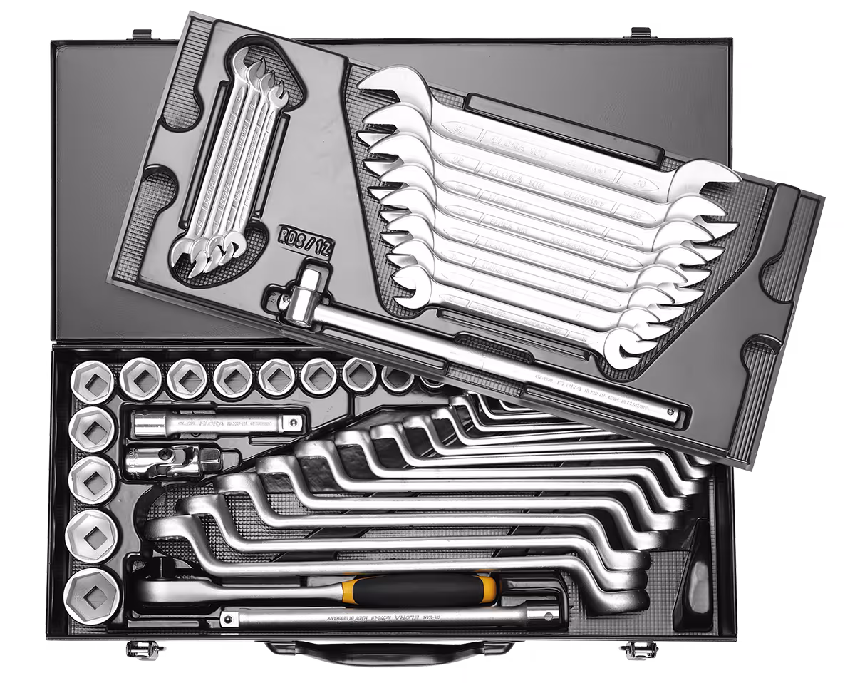 Dopsleutelcombinatieset 1/2", 6-kant, 49-delig 10-32 mm 771-RDS12MU van ELORA Dopsleutelcombinatieset 1/2", 10-32 mm, ELORA-770/771-RDS12MU uit de categorie dopsleutelassortiment 1/2" met artikelnr. 0771550202000