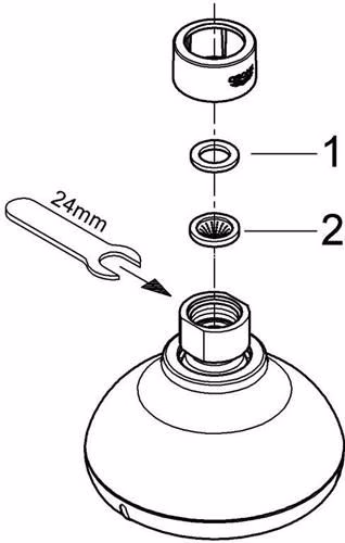 Technische Zeichnung 4056993 GROHE hoofddouche Tempesta 100 27606_1 4 straalsoorten 9 l/min chroom