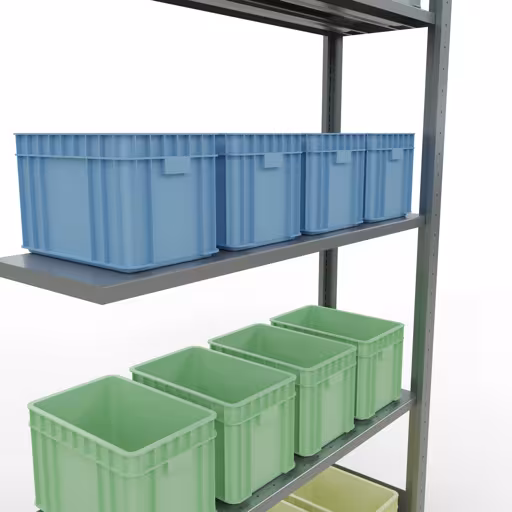 Productafbeelding nr. 12 van het artikel Aanbouwrekken, legbordstellingen, insteeksysteem MULTIplus85, 2000 x 1000 x 300 mm (HxBxD), 5 legborden, lengtestangen, verzinkt Figuur nr. 12 van het artikel aanbouwrekken, legbordstellingen, insteeksysteem MULTIplus85, 2000 x 1000 x 300 mm, 5 legborden, verzinkt uit de productgroep insteeksysteem van het merk Schulte Lagertechnik.