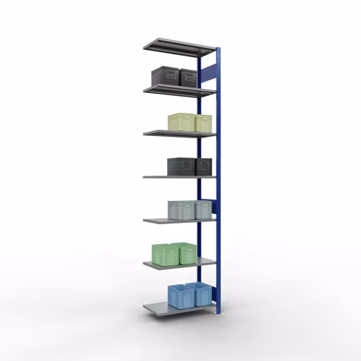 Aanbouwrekken, rekken, insteeksysteem MULTIplus150, 3000 x 750 x 400 mm, 7 legborden, lengtestangen, RAL 5010 gentiaanblauw/verzinkt/verzinkt met artikelnr. 12747-75-LR-B Aanbouwrekken, rekken, insteeksysteem MULTIplus150, 3000 x 750 x 400 mm, 7 legborden, lengtestangen, RAL 5010 gentiaanblauw/verzinkt/verzinkt van Schulte Lagertechnik uit de categorie insteeksystemen