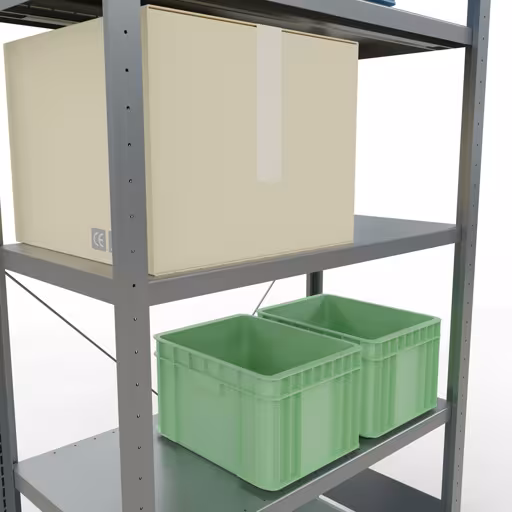 Figuur nr. 14 van het artikel basisrek, legplank, insteeksysteem MULTIplus330, 2000 x 1000 x 500 mm, 5 legborden, kruisschoor, verzinkt uit de insteeksysteem productgroep van Schulte Lagertechnik.
