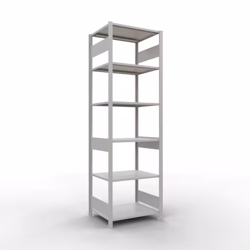 Extra afbeelding van het artikel Basisplank, legplank, insteeksysteem MULTIplus150, 2500 x 750 x 600 mm, 6 legborden, lengtestangen, RAL 7035 lichtgrijs van basisplank