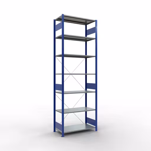 Andere weergave van het artikel Basisplank, legbord-insteeksysteem MULTIplus150, 3000 x 1000 x 500 mm, 7 legborden, RAL 5010/verzinkt uit de categorie insteeksysteem