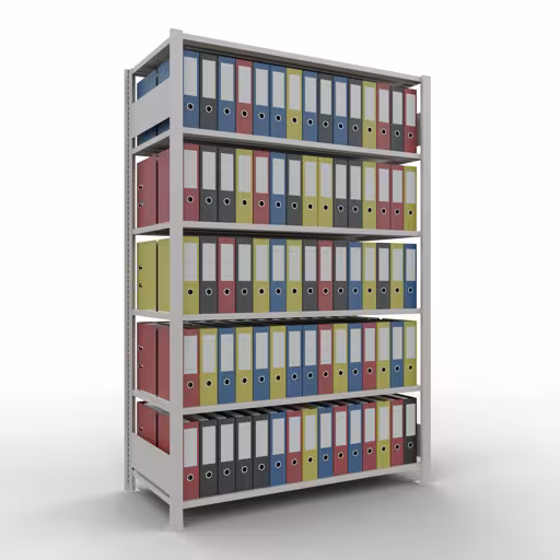 Figuur nr. 10 van het artikel basisplank, kantoorplank, insteeksysteem MULTIplus150, 2000 x 1300 x 600 mm, 6 planken, lengtestangen, zonder middenaanslag, lichtgrijs uit de productgroep kantoorplanken van Schulte Lagertechnik.