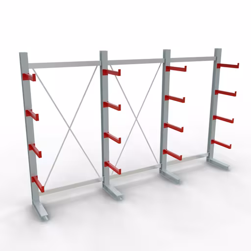 Afbeelding nr. 11 van het artikel K 3000 complete stelling, eenzijdig, 2500 x 3900 x 500 mm, RAL 7001 / RAL 3000, 5 opslagniveaus uit de productgroep draagarmstellingen van Schulte Lagertechnik
