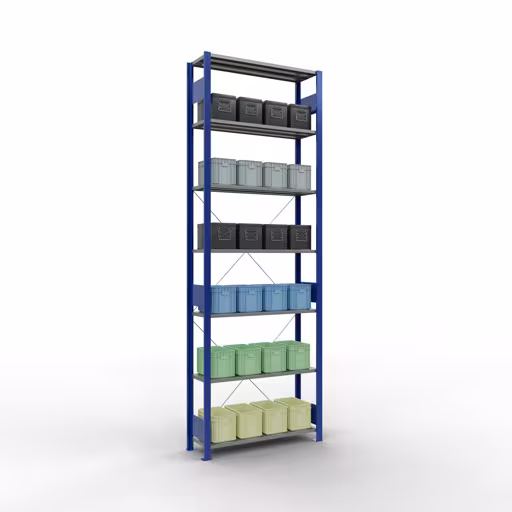 Figuur nr. 13 van het artikel basisrek, legplank-insteeksysteem MULTIplus85, 3000 x 1000 x 300 mm, 7 legborden, RAL 5010 gentiaanblauw uit de productgroep insteeksysteem van het merk Schulte Lagertechnik.