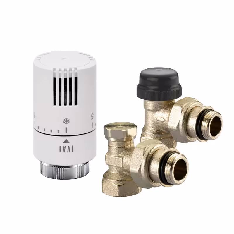 Radiator aansluitset KS 302 BN van Ivar Ivar radiator aansluitset 1/2 inch incl. thermostaatkop T1500, radiator montage & aansluitingen, art.nr. 520178VB