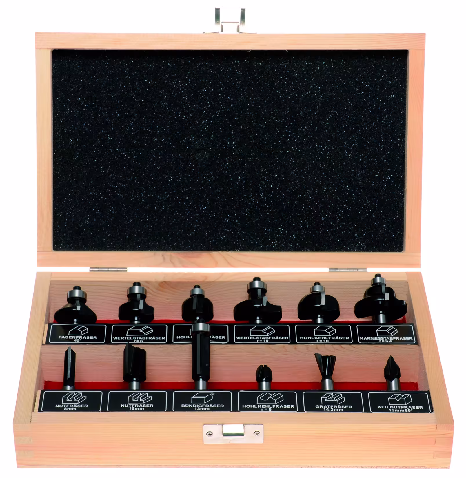 Een andere weergave van het artikel Bovenfreesset 12-delig. in een houten kist uit de categorie machineaccessoires