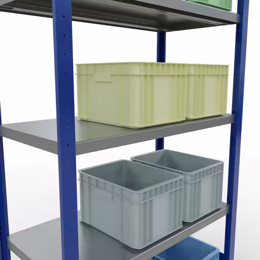 Figuur nr. 9 van het artikel basisrek, legbord, insteeksysteem MULTIplus330, 2000 x 1000 x 500 mm, 5 legborden, lengtestangen, RAL 5010 gentiaanblauw/verzinkt uit de productgroep insteeksysteem van het merk Schulte Lagertechnik
