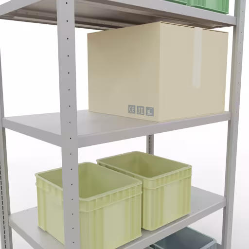 Figuur nr. 12 van het artikel basisplank, legbord, insteeksysteem MULTIplus330, 2000 x 1000 x 600 mm, 5 legborden, lengtestangen, RAL 7035 lichtgrijs uit de productgroep insteeksysteem van Schulte Lagertechnik