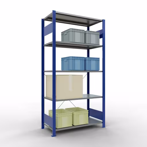 Basisplank, legbord, insteeksysteem MULTIplus85, 2000 x 1000 x 500 mm, 5 legborden, RAL 5010 gentiaanblauw van het merk Schulte Lagertechnik uit het assortiment insteeksysteem
