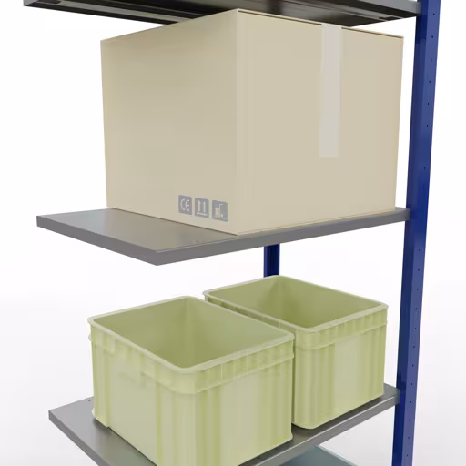 Aanbouwrekken, rekken, insteeksysteem MULTIplus150, 2000 x 750 x 500 mm, 5 legborden, lengtestangen, RAL 5010 gentiaanblauw/verzinkt/verzinkt van Schulte Lagertechnik uit de categorie insteeksystemen