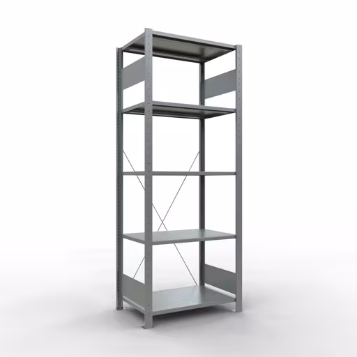 Basisplank, legbord, insteeksysteem MULTIplus150, 2000 x 750 x 500 mm, 5 legborden, kruisschoor, verzinkt van Schulte Lagertechnik uit het assortiment insteeksysteem