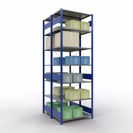 Extra afbeelding van het artikel basisplank, dubbele plank, plankinsteeksysteem MULTIplus150, 3000 x 1000 x (2x1200) mm (HxBxD), 2x7 planken, kruisschoor, RAL 5010 gentiaanblauw Extra afbeelding van het artikel basisplank, dubbele plank, plankinsteeksysteem MULTIplus150, 3000 x 1000 x (2x1200) mm, 2x7 planken, kruisschoor, RAL 5010 gentiaanblauw uit dubbele planken